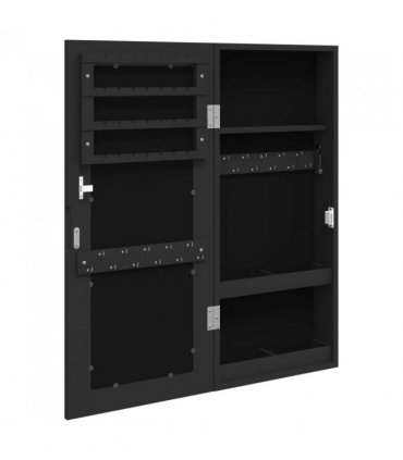 vidaXL Mirror Jewellery Cabinet Wall Mounted Black 30x8.5x67 cm
