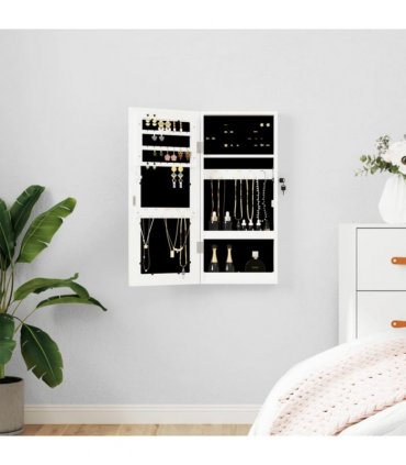 vidaXL Mirror Jewellery Cabinet Wall Mounted White 30x8.5x67 cm
