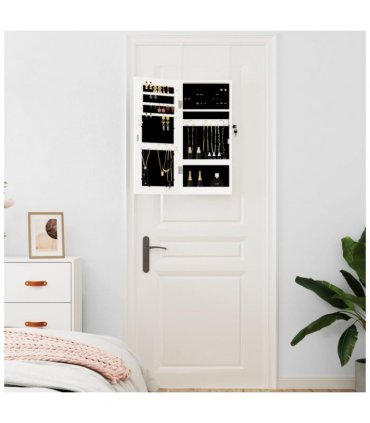 vidaXL Mirror Jewellery Cabinet Wall Mounted White 30x8.5x67 cm