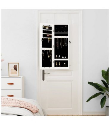 vidaXL Mirror Jewellery Cabinet Wall Mounted White 30x8.5x90 cm