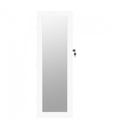 vidaXL Mirror Jewellery Cabinet Wall Mounted White 30x8.5x90 cm