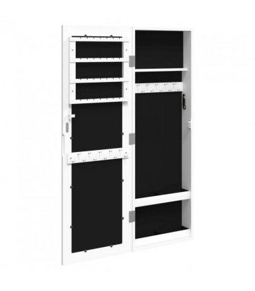 vidaXL Mirror Jewellery Cabinet Wall Mounted White 30x8.5x90 cm