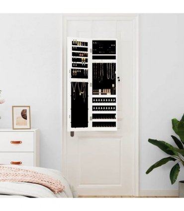 vidaXL Mirror Jewellery Cabinet Wall Mounted White 30x8.5x106 cm