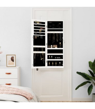 vidaXL Mirror Jewellery Cabinet Wall Mounted White 37.5x10x106 cm — Size: 37.5 x 10 x 106 cm
