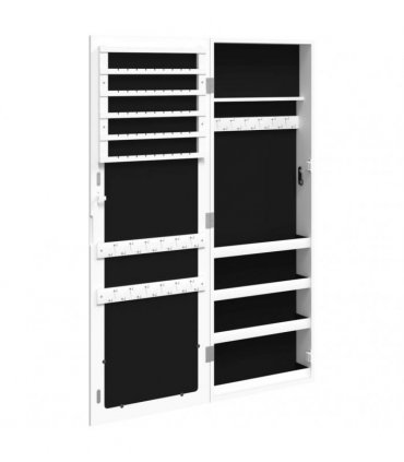 vidaXL Mirror Jewellery Cabinet Wall Mounted White 37.5x10x106 cm — Size: 37.5 x 10 x 106 cm