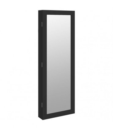 vidaXL Mirror Jewellery Cabinet Wall Mounted Black 37.5x10x106 cm — Size: 37.5 x 10 x 106 cm