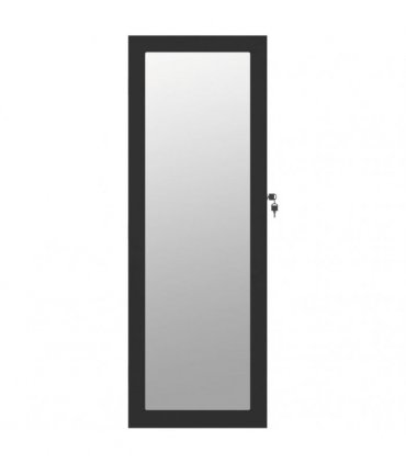 vidaXL Mirror Jewellery Cabinet Wall Mounted Black 37.5x10x106 cm — Size: 37.5 x 10 x 106 cm