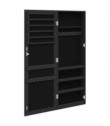 vidaXL Mirror Jewellery Cabinet Wall Mounted Black 37.5x10x106 cm — Size: 37.5 x 10 x 106 cm