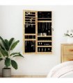 vidaXL Mirror Jewellery Cabinet Wall Mounted 37.5x10x106 cm — Colour: brown, Size: 37.5 x 10 x 106 cm