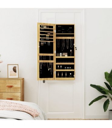 vidaXL Mirror Jewellery Cabinet Wall Mounted 37.5x10x106 cm — Colour: brown, Size: 37.5 x 10 x 106 cm