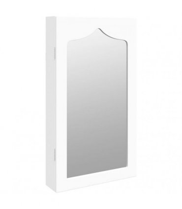 vidaXL Mirror Jewellery Cabinet Wall Mounted White 37.5x10x67 cm — Size: 37.5 x 10 x 76 cm