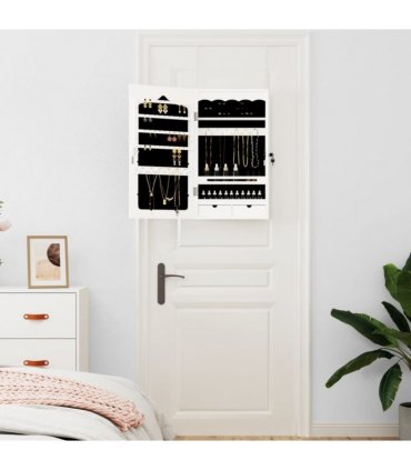 vidaXL Mirror Jewellery Cabinet Wall Mounted White 37.5x10x67 cm — Size: 37.5 x 10 x 76 cm