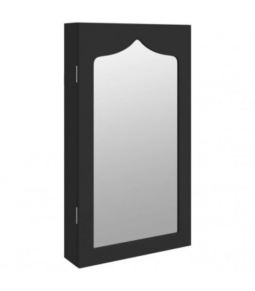 vidaXL Mirror Jewellery Cabinet Wall Mounted Black 37.5x10x67 cm — Size: 37.5 x 10 x 76 cm