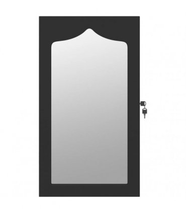 vidaXL Mirror Jewellery Cabinet Wall Mounted Black 37.5x10x67 cm — Size: 37.5 x 10 x 76 cm