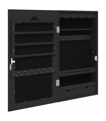 vidaXL Mirror Jewellery Cabinet Wall Mounted Black 37.5x10x67 cm — Size: 37.5 x 10 x 76 cm