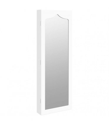 vidaXL Mirror Jewellery Cabinet Wall Mounted White 37.5x10x106 cm