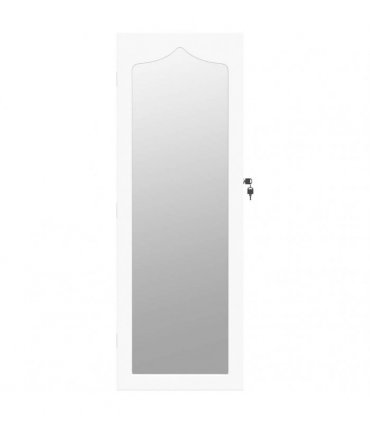vidaXL Mirror Jewellery Cabinet Wall Mounted White 37.5x10x106 cm