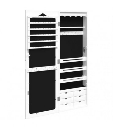 vidaXL Mirror Jewellery Cabinet Wall Mounted White 37.5x10x106 cm