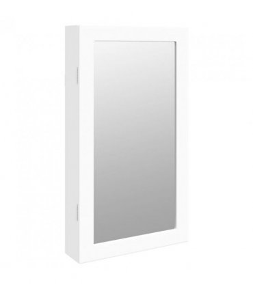vidaXL Mirror Jewellery Cabinet with LED Lights Wall Mounted White — V0671963093