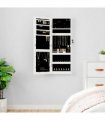 vidaXL Mirror Jewellery Cabinet with LED Lights Wall Mounted White — V0671963109