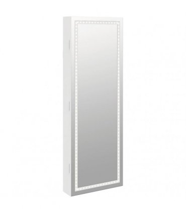 vidaXL Mirror Jewellery Cabinet with LED Lights Wall Mounted White — V0671963109
