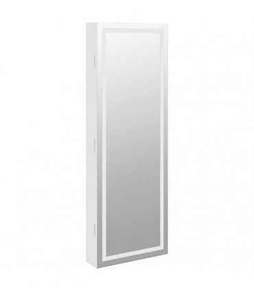 vidaXL Mirror Jewellery Cabinet with LED Lights Wall Mounted White — V0671963109