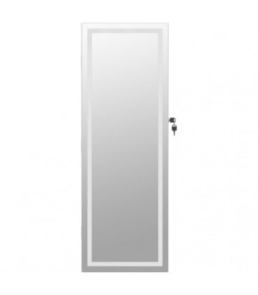 vidaXL Mirror Jewellery Cabinet with LED Lights Wall Mounted White — V0671963109