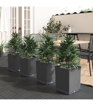 vidaXL Planters 4 pcs Black 30x30x37 cm Polypropylene