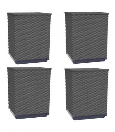 vidaXL Planters 4 pcs Black 30x30x37 cm Polypropylene