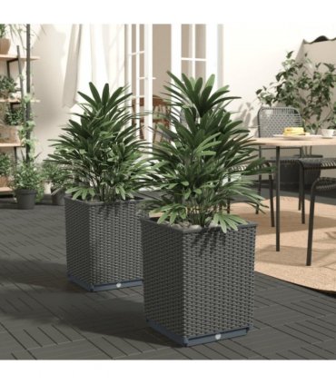 vidaXL Planters 2 pcs Black 30x30x37 cm Polypropylene