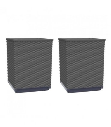 vidaXL Planters 2 pcs Black 30x30x37 cm Polypropylene