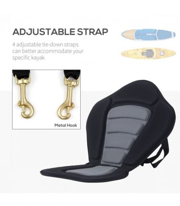 Universal Kayak Seat Black Neoprene EVA 76L x 53W x 3T cm Padded Backrest