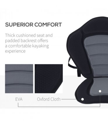 Universal Kayak Seat Black Neoprene EVA 76L x 53W x 3T cm Padded Backrest