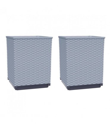 vidaXL Planters 2 pcs Light Grey 30x30x37 cm Polypropylene