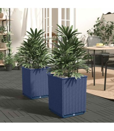 vidaXL Planters 2 pcs Blue Grey 30x30x37 cm Polypropylene
