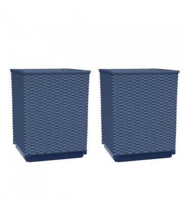 vidaXL Planters 2 pcs Blue Grey 30x30x37 cm Polypropylene