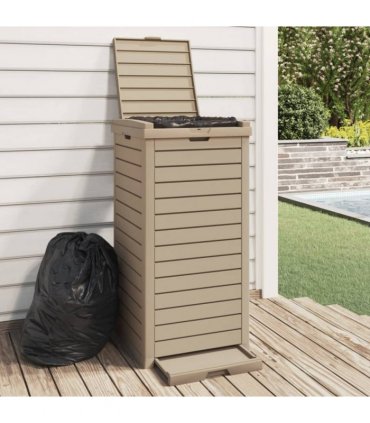 vidaXL Outdoor Garbage Bin Light Brown 41x41x86 cm Polypropylene