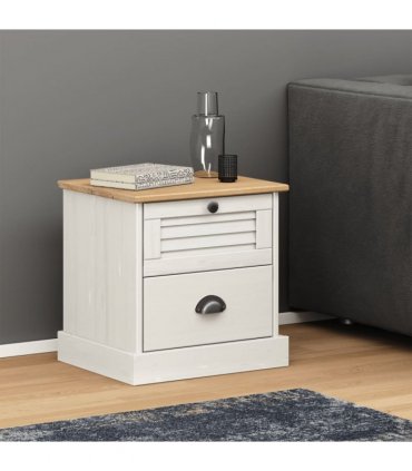 vidaXL Bedside Cabinet VIGO White 42x35x42 cm Solid Wood Pine — V0671963168