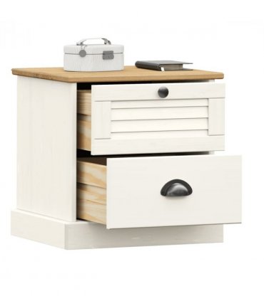 vidaXL Bedside Cabinet VIGO White 42x35x42 cm Solid Wood Pine — V0671963168