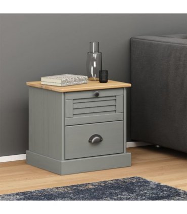 vidaXL Bedside Cabinet VIGO Grey 42x35x42 cm Solid Wood Pine