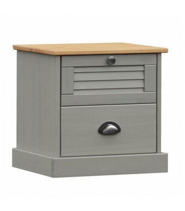 vidaXL Bedside Cabinet VIGO Grey 42x35x42 cm Solid Wood Pine