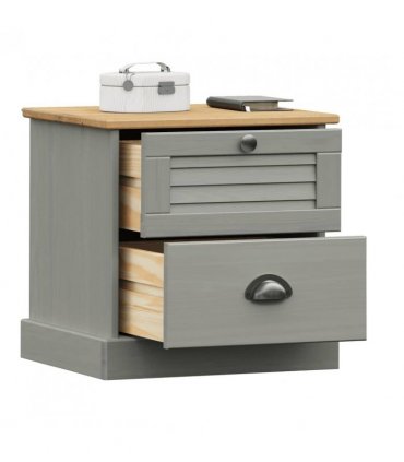 vidaXL Bedside Cabinet VIGO Grey 42x35x42 cm Solid Wood Pine