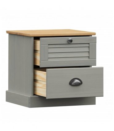 vidaXL Bedside Cabinet VIGO Grey 42x35x42 cm Solid Wood Pine