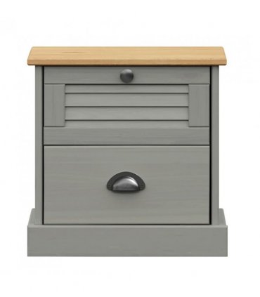 vidaXL Bedside Cabinet VIGO Grey 42x35x42 cm Solid Wood Pine