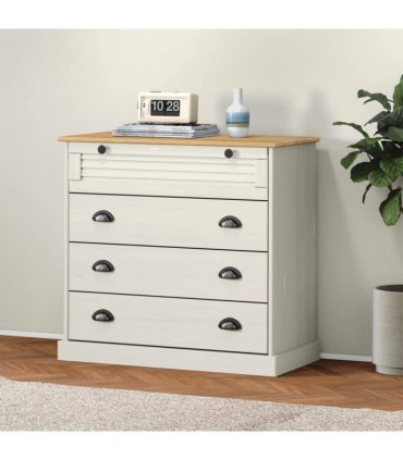 vidaXL Chest of Drawers VIGO White 80x40x76 cm Solid Wood Pine
