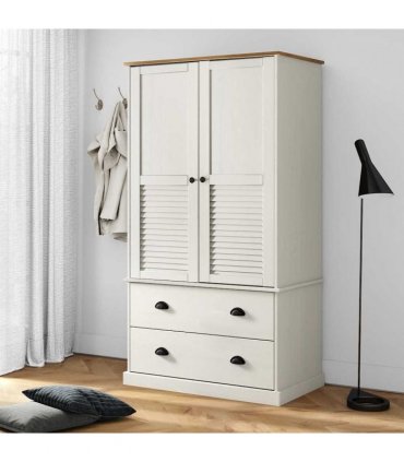 vidaXL Wardrobe VIGO White 90x55x170 cm Solid Wood Pine