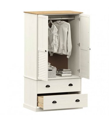 vidaXL Wardrobe VIGO White 90x55x170 cm Solid Wood Pine