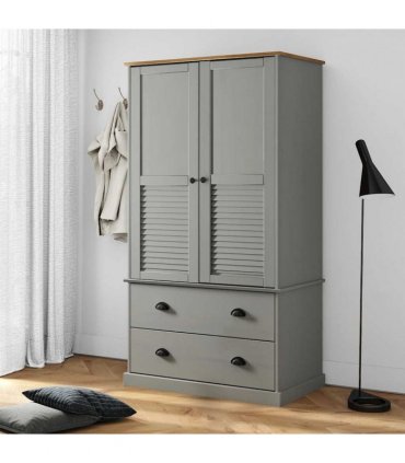 vidaXL Wardrobe VIGO Grey 90x55x170 cm Solid Wood Pine
