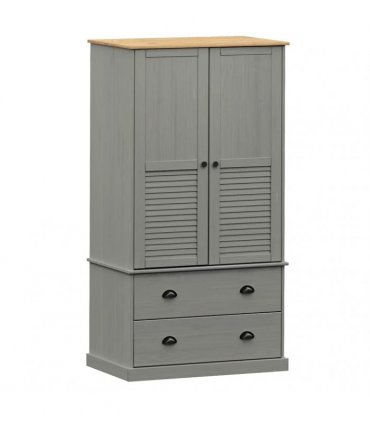vidaXL Wardrobe VIGO Grey 90x55x170 cm Solid Wood Pine