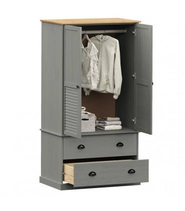vidaXL Wardrobe VIGO Grey 90x55x170 cm Solid Wood Pine